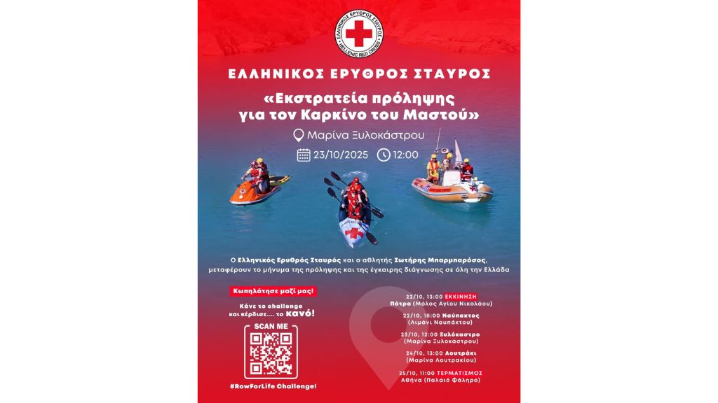 Ελληνικός Ερυθρός Σταυρός: Η «Εκστρατεία πρόληψης για τον Καρκίνο του Μαστού» φτάνει στο Ξυλόκαστρο