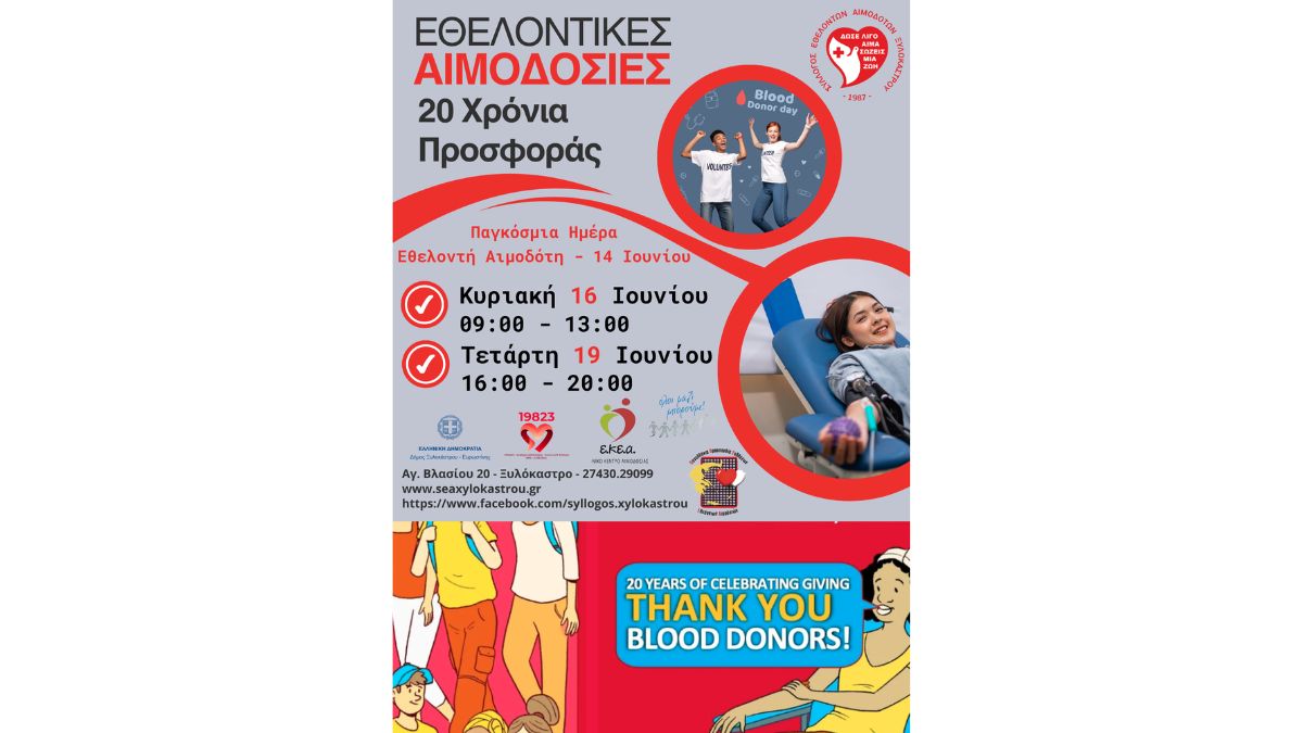 Εθελοντικές Αιμοδοσίες | 20 Χρόνια Προσφοράς