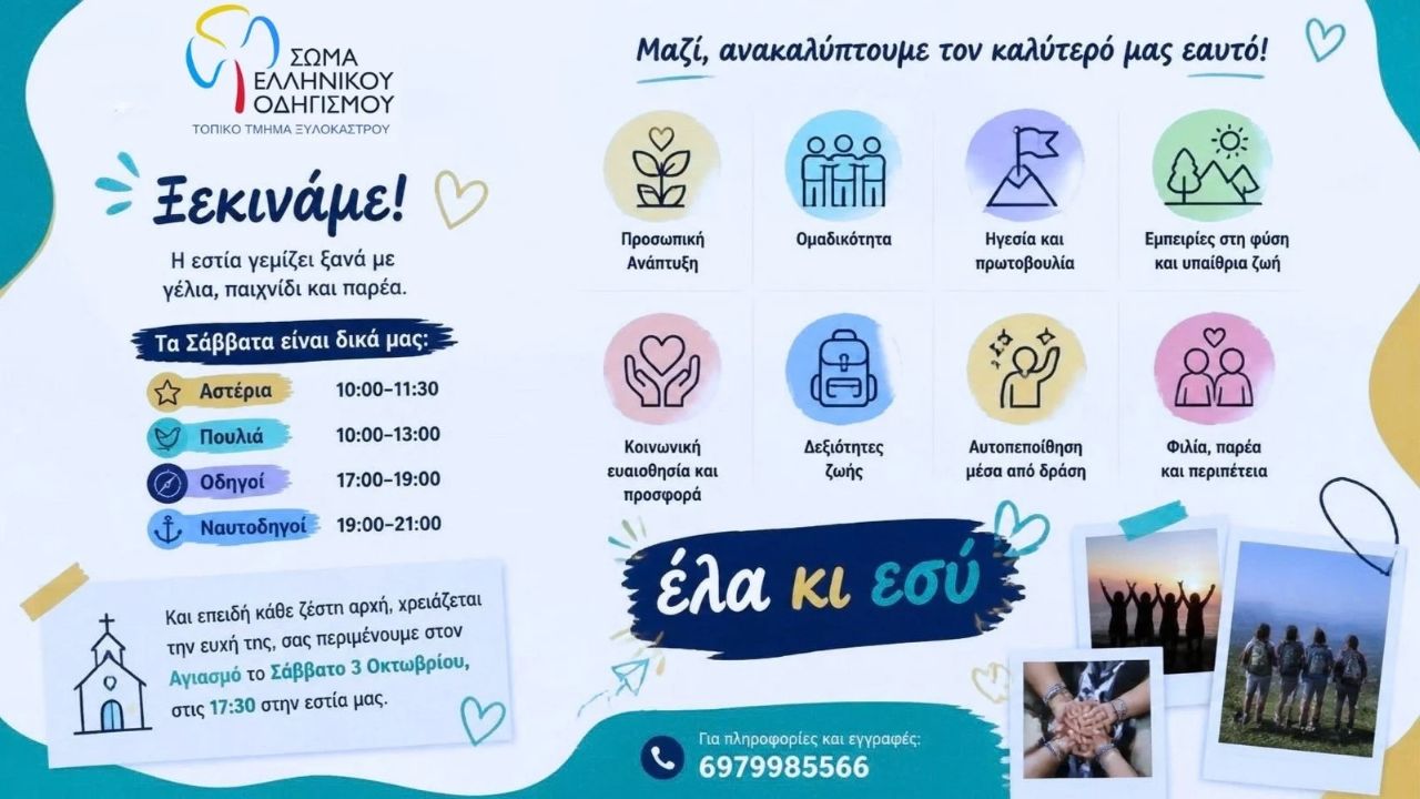 Αγιασμός και Έναρξη Δραστηριοτήτων του Σώματος Ελληνικού Οδηγισμού του Τοπικού Τμήματος Ξυλοκάστρου