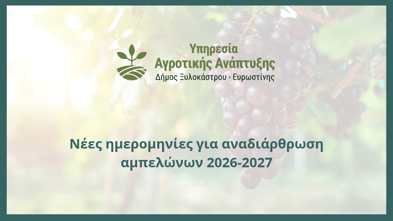 Νέες ημερομηνίες για αναδιάρθρωση αμπελώνων 2026-2027