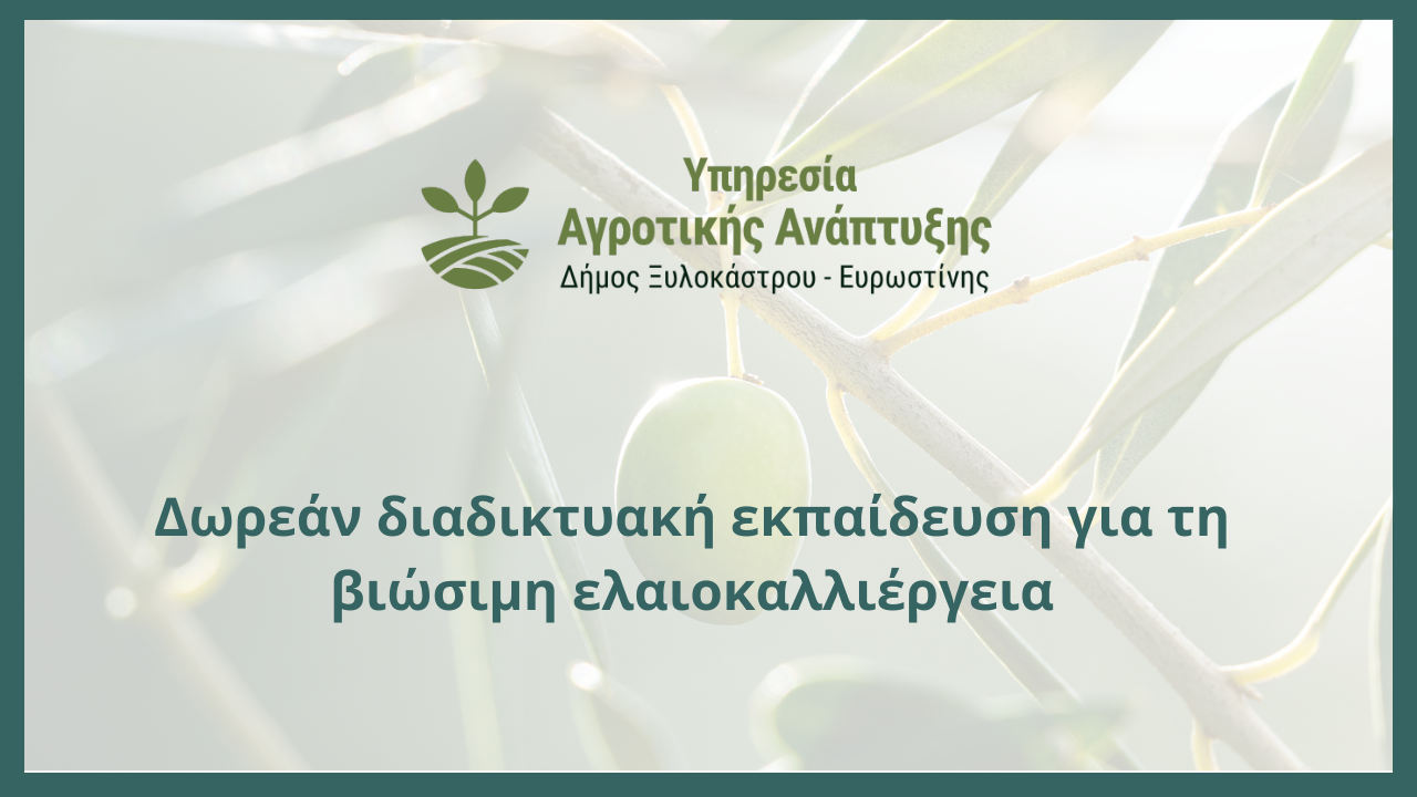 Δωρεάν διαδικτυακή εκπαίδευση για τη βιώσιμη ελαιοκαλλιέργεια