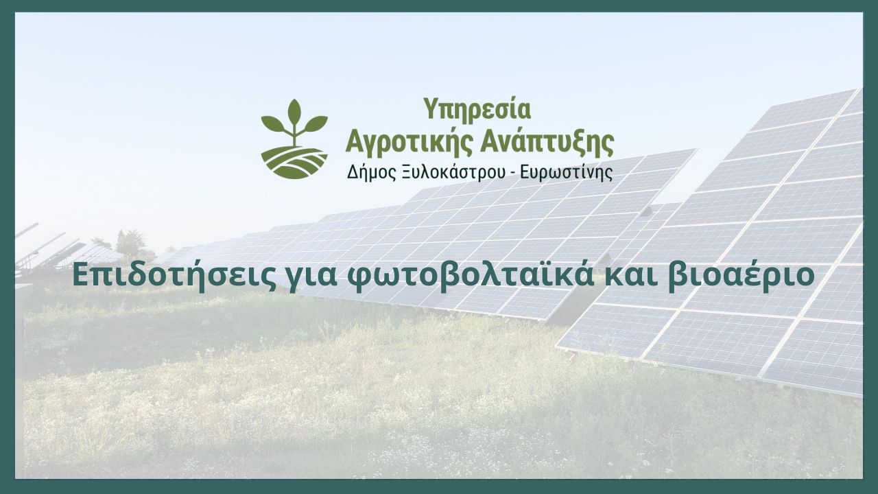 Επιδοτήσεις για φωτοβολταϊκά και βιοαέριο